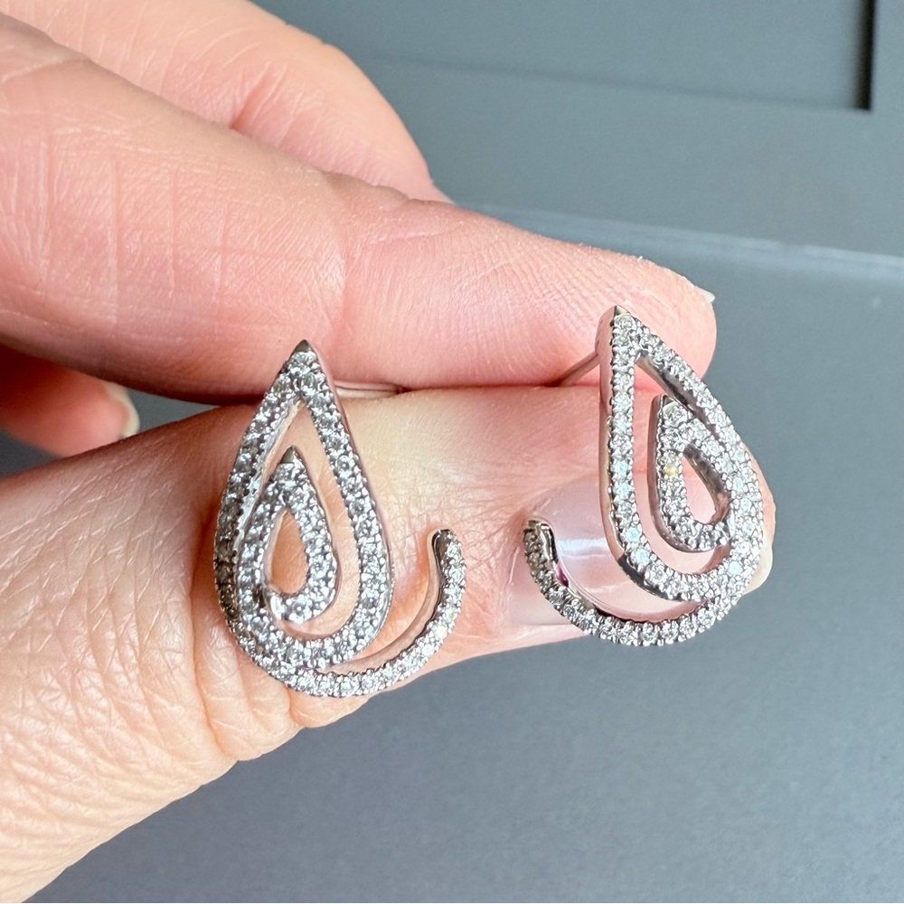 DANA REBECCA DRD 14k White Gold Genuine Diamond Swirl Stud Earrings w/ A…
